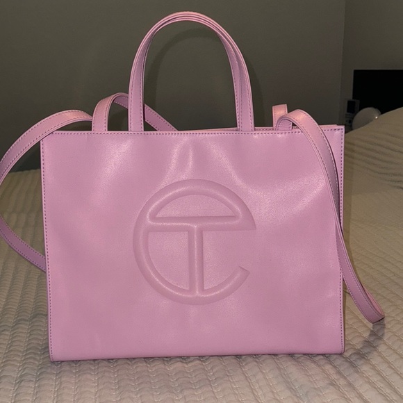 Telfar Handbags - Telfar Pink Tote with Structured Shape and Embossed Logo